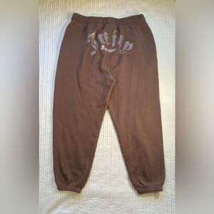 Juicy Couture Tan Sweatpants with Rhinestone Accents